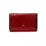 Дамско портмоне ENZO NORI модел CANDY естествена кожа червен змийски принт